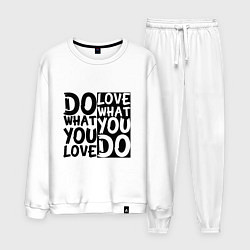 Костюм хлопковый мужской Do what you love love what you do, цвет: белый