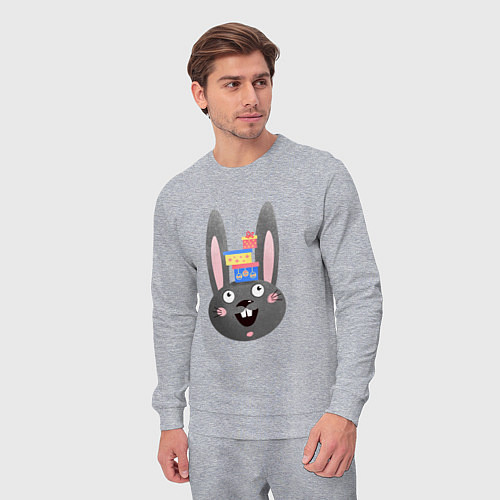 Мужской костюм Черный кролик с подарками / Меланж – фото 3