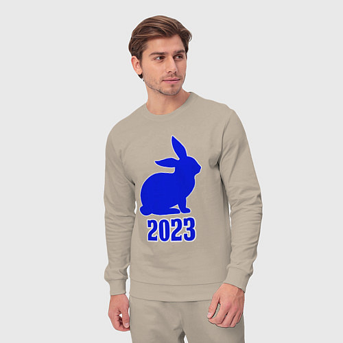 Мужской костюм 2023 силуэт кролика синий / Миндальный – фото 3