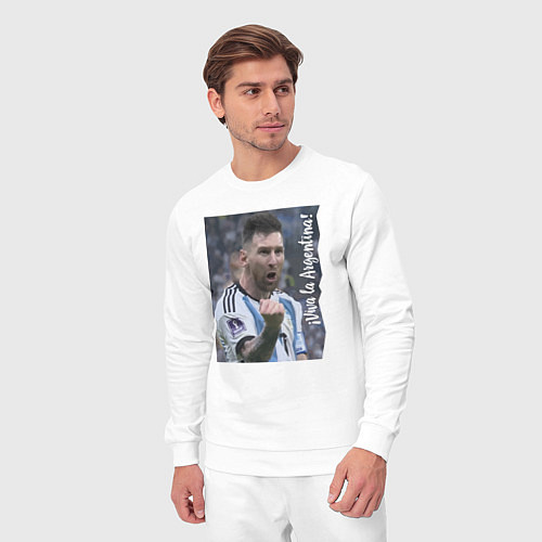Мужской костюм Viva la Argentina - Lionel Messi - world champion / Белый – фото 3