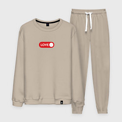 Костюм хлопковый мужской Love on, цвет: миндальный