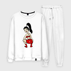 Костюм хлопковый мужской Огненная девушка, цвет: белый