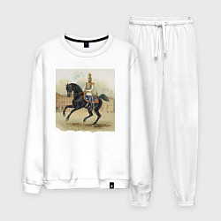 Костюм хлопковый мужской Николай II на коне на дворцовой площади, цвет: белый