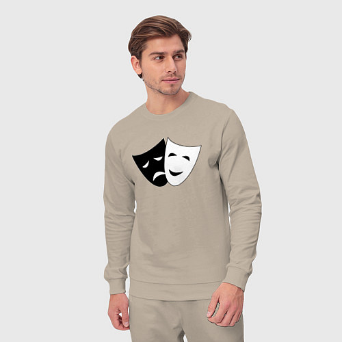 Мужской костюм Театральные маски грусти и радости / Миндальный – фото 3