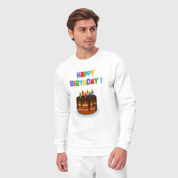 Костюм хлопковый мужской Шоколадный торт с днём рождения, цвет: белый — фото 2