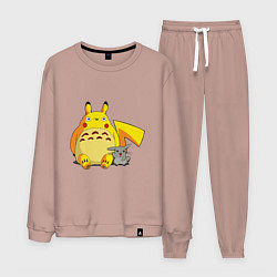 Костюм хлопковый мужской Pika Totoro, цвет: пыльно-розовый