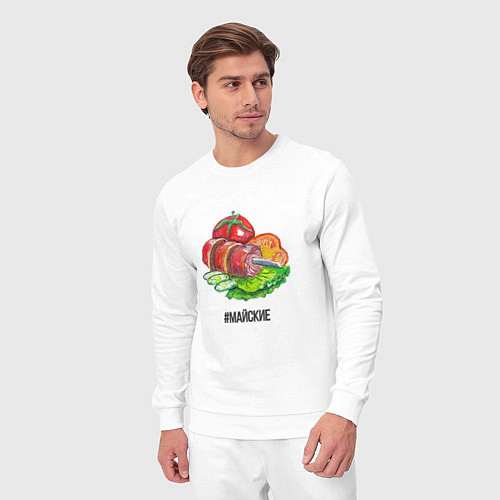 Мужской костюм Шашлык с овощами - майские праздники / Белый – фото 3