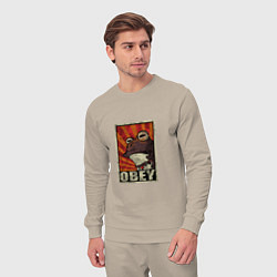 Костюм хлопковый мужской Obey frog, цвет: миндальный — фото 2
