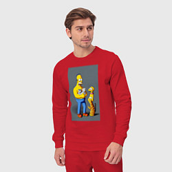 Костюм хлопковый мужской Homer Simpson and cats - нейросеть арт, цвет: красный — фото 2