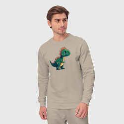 Костюм хлопковый мужской Динозаврик пиксельный, цвет: миндальный — фото 2