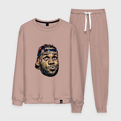 Костюм хлопковый мужской Lebron face, цвет: пыльно-розовый