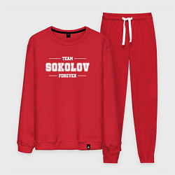 Костюм хлопковый мужской Team Sokolov forever - фамилия на латинице, цвет: красный
