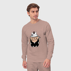 Костюм хлопковый мужской Totoro рокер, цвет: пыльно-розовый — фото 2