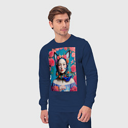 Костюм хлопковый мужской Кореянка девушка с кошачьими ушками, цвет: тёмно-синий — фото 2