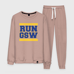 Костюм хлопковый мужской RUN GSW, цвет: пыльно-розовый