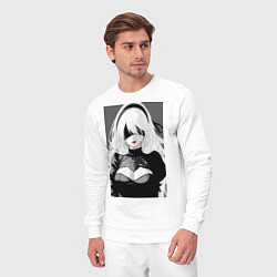 Костюм хлопковый мужской NIer: Automata 2B long hair, цвет: белый — фото 2