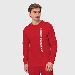 Костюм хлопковый мужской Remove before flight, цвет: красный — фото 2