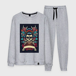 Костюм хлопковый мужской Винтажный стиль тату, цвет: меланж