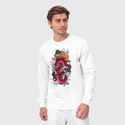 Костюм хлопковый мужской Ярость красного дракона, цвет: белый — фото 2
