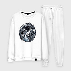 Костюм хлопковый мужской Skull with a girl, цвет: белый