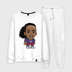 Костюм хлопковый мужской Ronaldinho Barcelona, цвет: белый