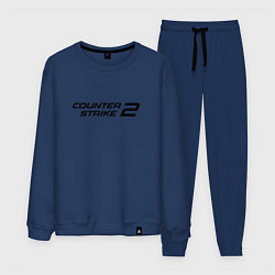 Костюм хлопковый мужской Counter strike 2 лого черный, цвет: тёмно-синий