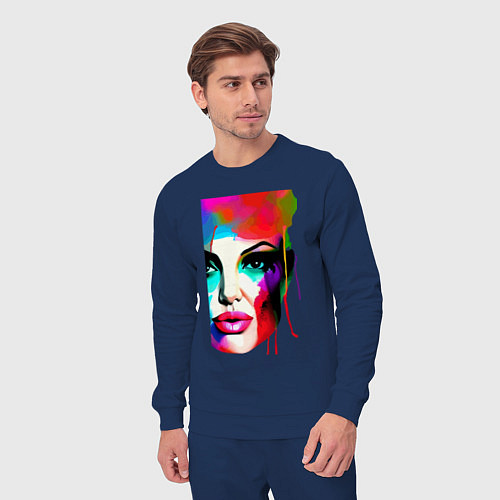 Мужской костюм Angelina Jolie - watercolor - sketch / Тёмно-синий – фото 3