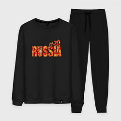 Костюм хлопковый мужской Russia: в стиле хохлома, цвет: черный