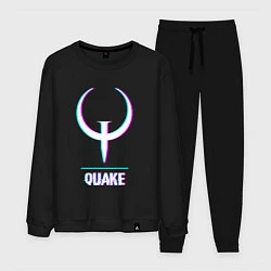 Костюм хлопковый мужской Quake в стиле glitch и баги графики, цвет: черный