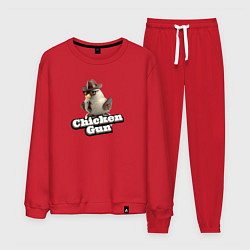 Костюм хлопковый мужской Chicken Gun illustration, цвет: красный