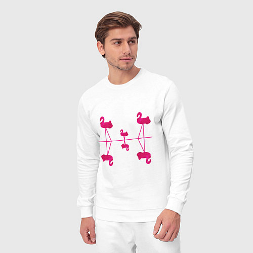 Мужской костюм Шесть розовых фламинго / Белый – фото 3