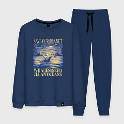 Мужской костюм Save our planet whales need clean oceans