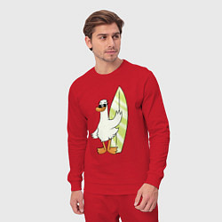 Костюм хлопковый мужской Гусь серфингист в очках, цвет: красный — фото 2