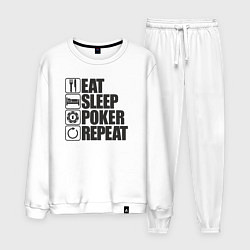 Костюм хлопковый мужской Eat, sleep, poker, repeat, цвет: белый