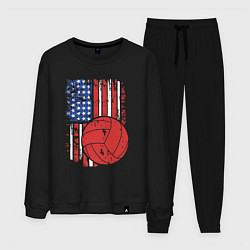 Костюм хлопковый мужской Волейбол США, цвет: черный