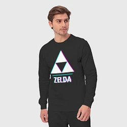 Костюм хлопковый мужской Zelda в стиле glitch и баги графики, цвет: черный — фото 2
