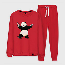 Костюм хлопковый мужской Панда с пистолетами, цвет: красный
