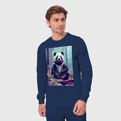 Мужской костюм Панда в кибер-жилете - нейросеть / Тёмно-синий – фото 3