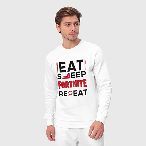 Мужской костюм Надпись: eat sleep Fortnite repeat / Белый – фото 3