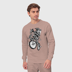 Костюм хлопковый мужской Extreme bones BMX, цвет: пыльно-розовый — фото 2