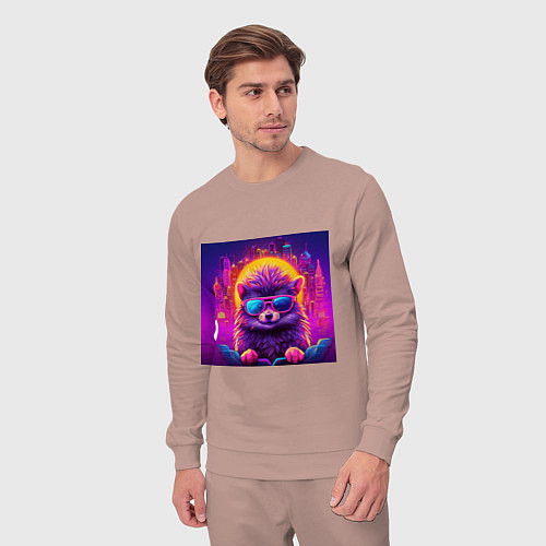 Мужской костюм Неоновый ежик в очках / Пыльно-розовый – фото 3