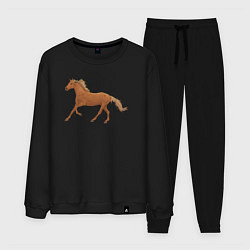 Костюм хлопковый мужской Конь бежит, цвет: черный