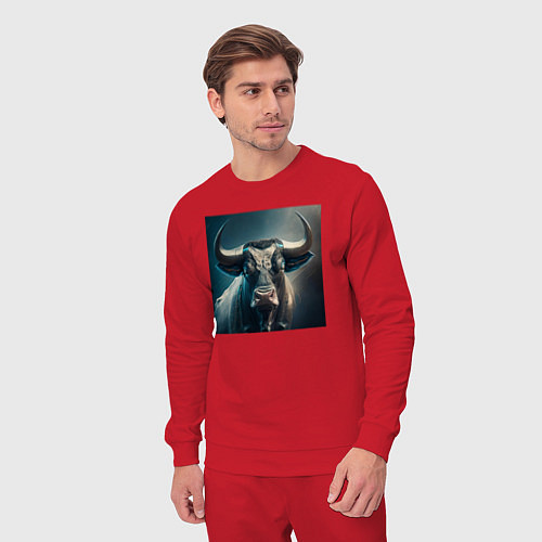 Мужской костюм Бык в стиле футуризм - нейросеть / Красный – фото 3