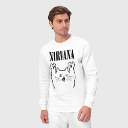 Костюм хлопковый мужской Nirvana - rock cat, цвет: белый — фото 2