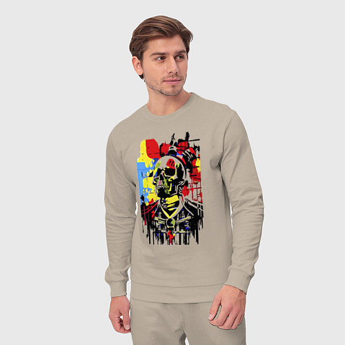 Мужской костюм Skull - pop art - sketch / Миндальный – фото 3