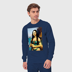 Костюм хлопковый мужской Мона Лиза на пляже - Биарриц - Франция, цвет: тёмно-синий — фото 2