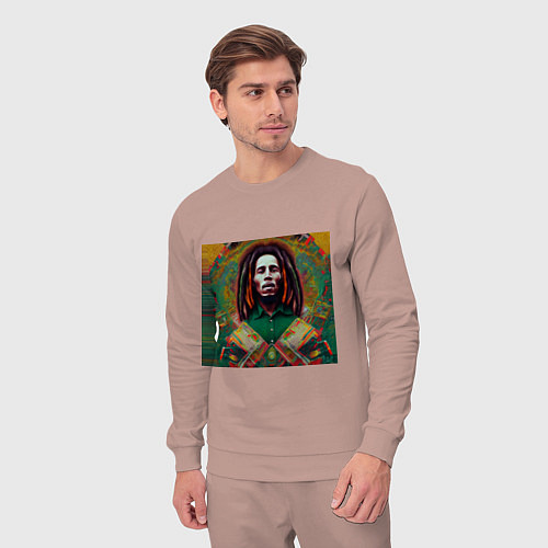 Мужской костюм Фрактальный граффити арт Боб Марли / Пыльно-розовый – фото 3