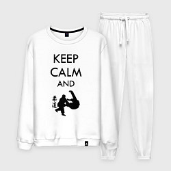 Костюм хлопковый мужской Keep calm and judo, цвет: белый