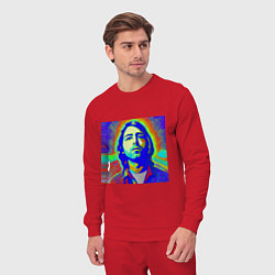 Костюм хлопковый мужской Kurt Cobain Glitch Art, цвет: красный — фото 2