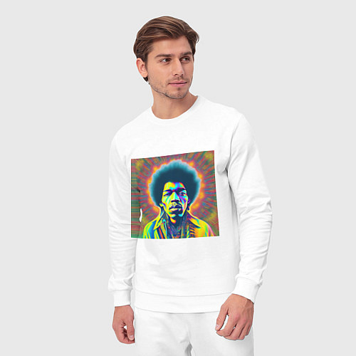 Мужской костюм Jimi Hendrix Magic Glitch Art / Белый – фото 3